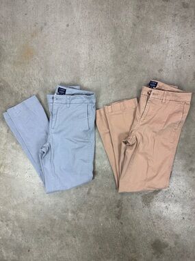 2 Pair J. Crew Girlfriend Chino Khaki and Grey